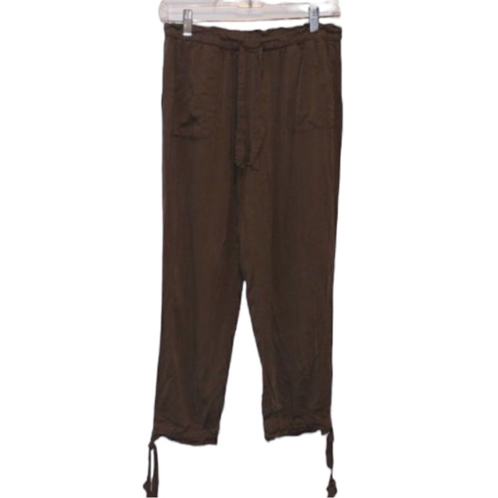 Lulu's Brown Mid-Rise Straight‎ Leg Tie Pants Women's Size M